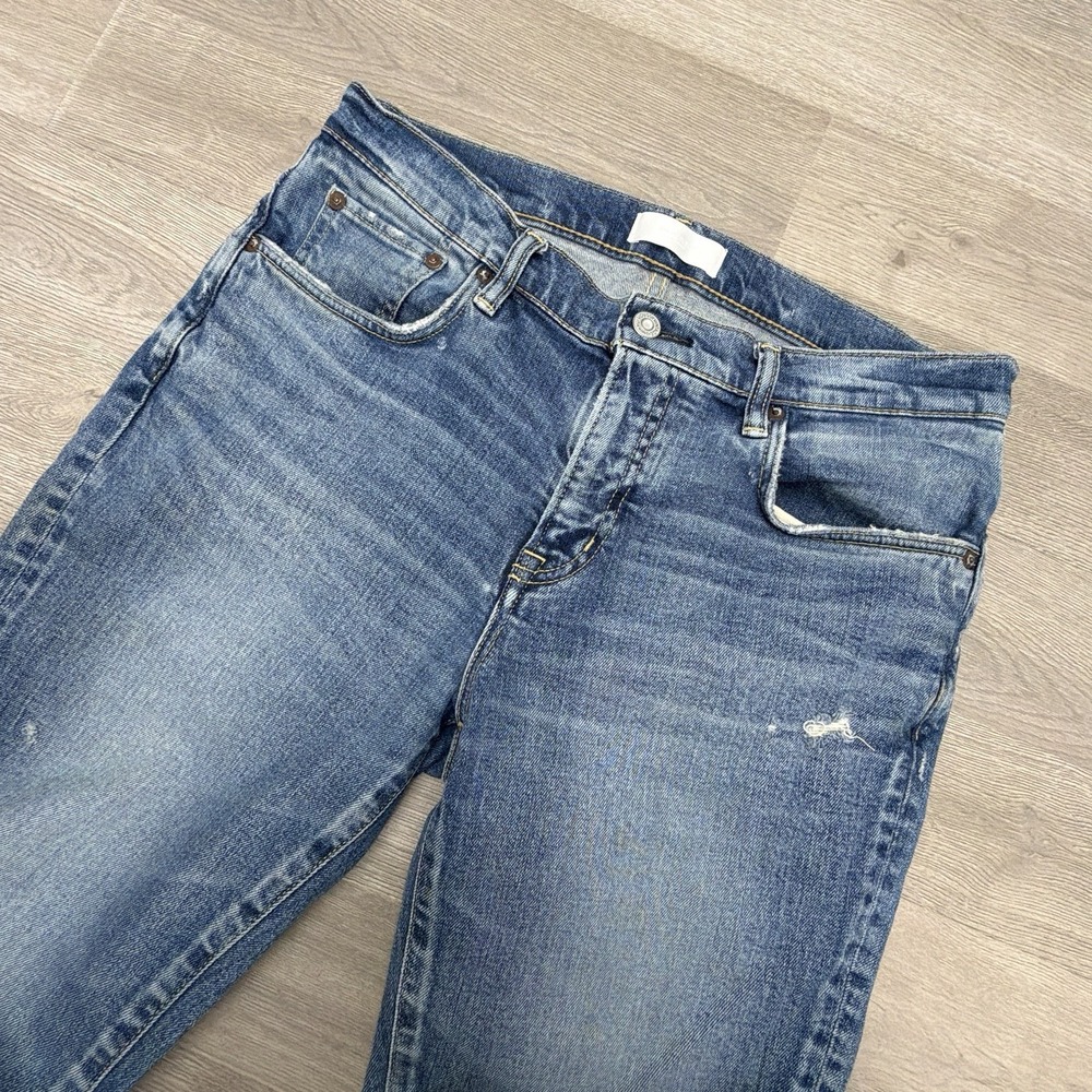 Moussy Vintage Women's Jeans 31 Light Wash Distressed Cropped Straight Leg